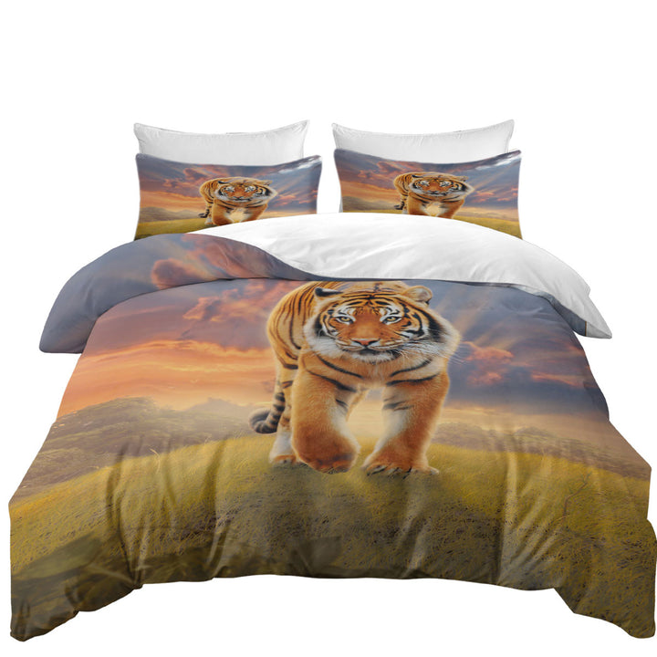 Cool Wildlife Animal Art Rising Sun Tiger Duvet Cover