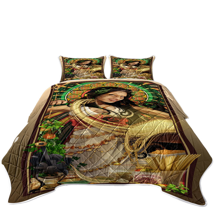 Cool Woman Art Goddess of Pasta Quilts