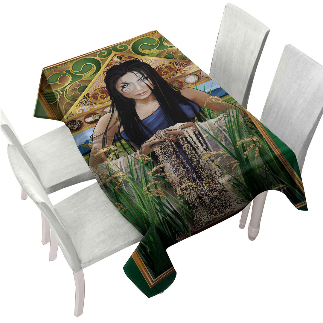 Cool Woman Art Goddess of Rice Custom table Covers