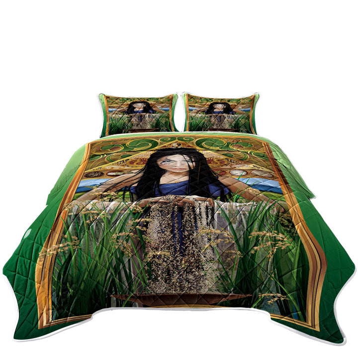 Cool Woman Art Goddess of Rice King Size Quilt Sets