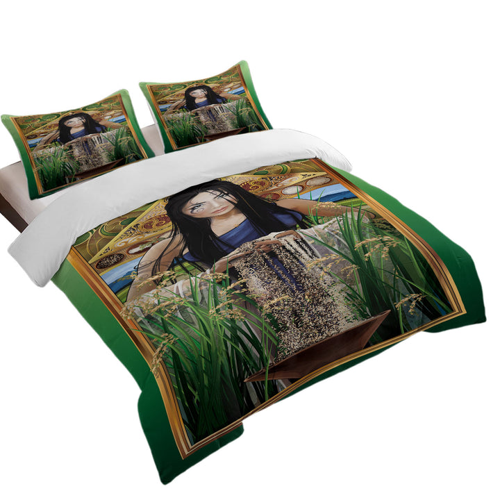 Cool Woman Art Goddess of Rice full Size Duvet Cover