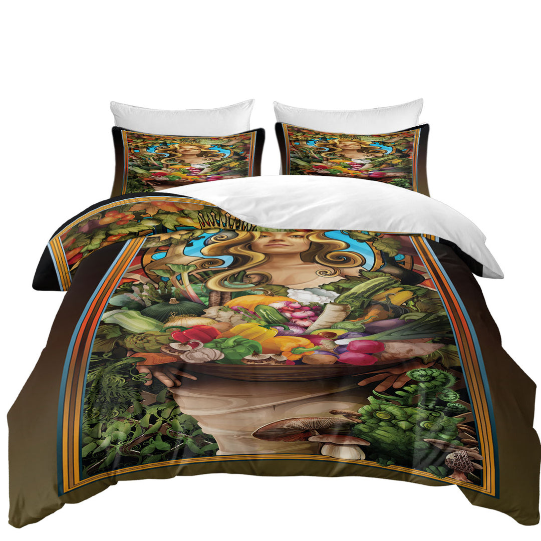 Cool Womens Art Goddess of Vegetables Comforter Cover