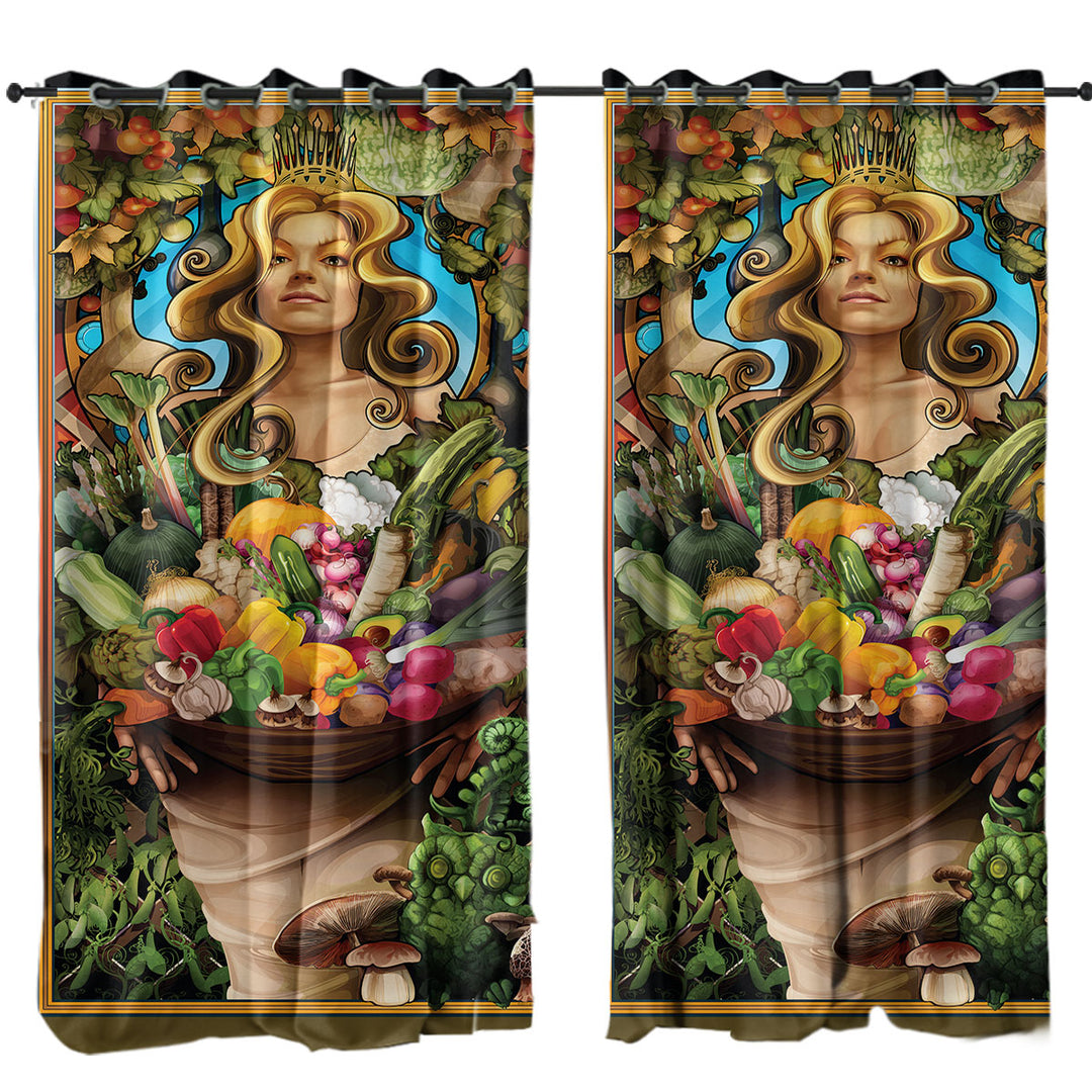 Cool Womens Art Goddess of Vegetables Drapes and Curtains