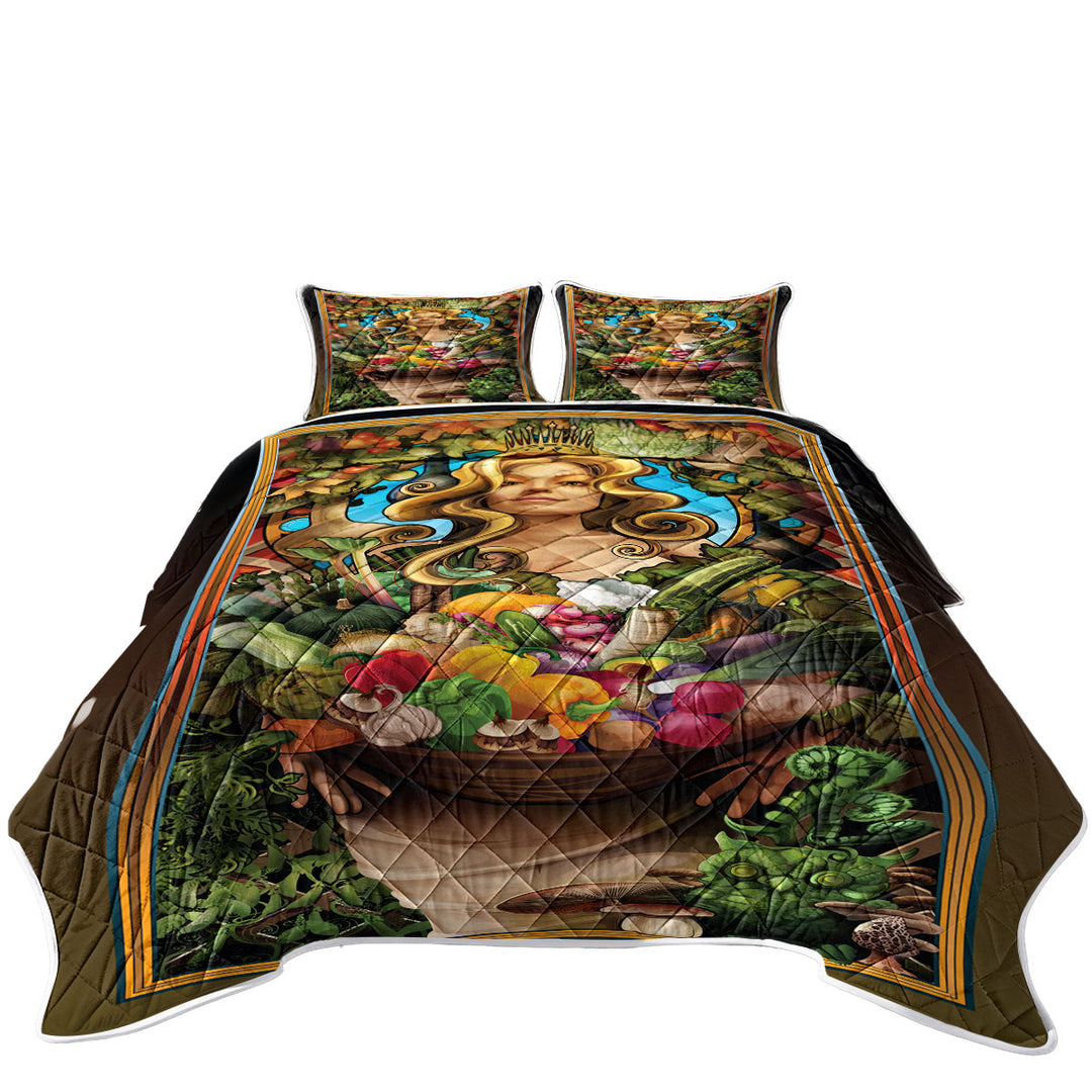 Cool Womens Art Goddess of Vegetables Quilts