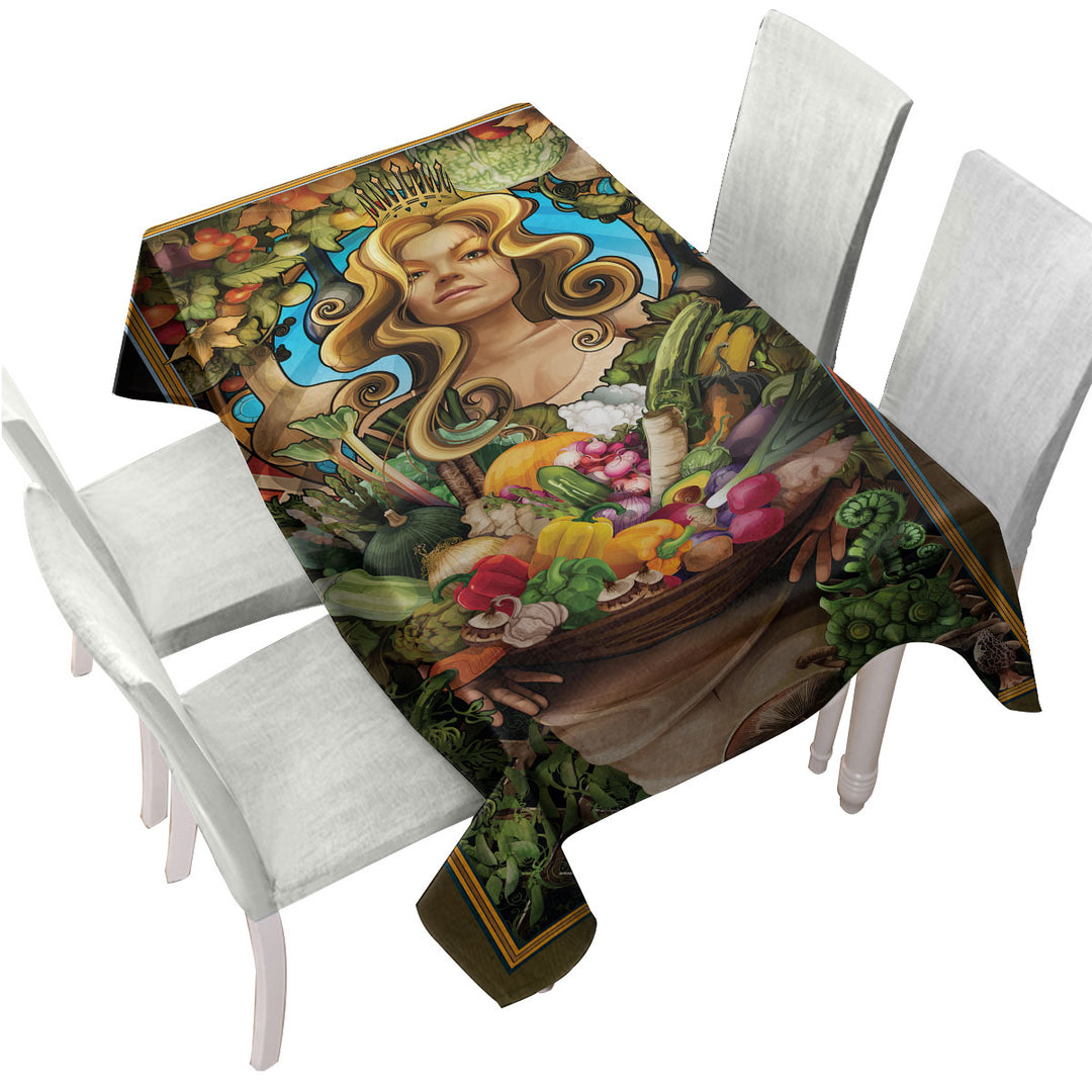 Cool Womens Art Goddess of Vegetables Tablecloth