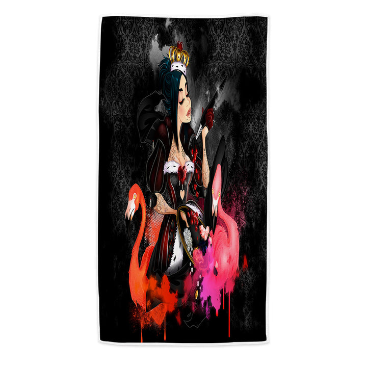 Cool Womens Beach Towels Queen of Arts and Flamingos