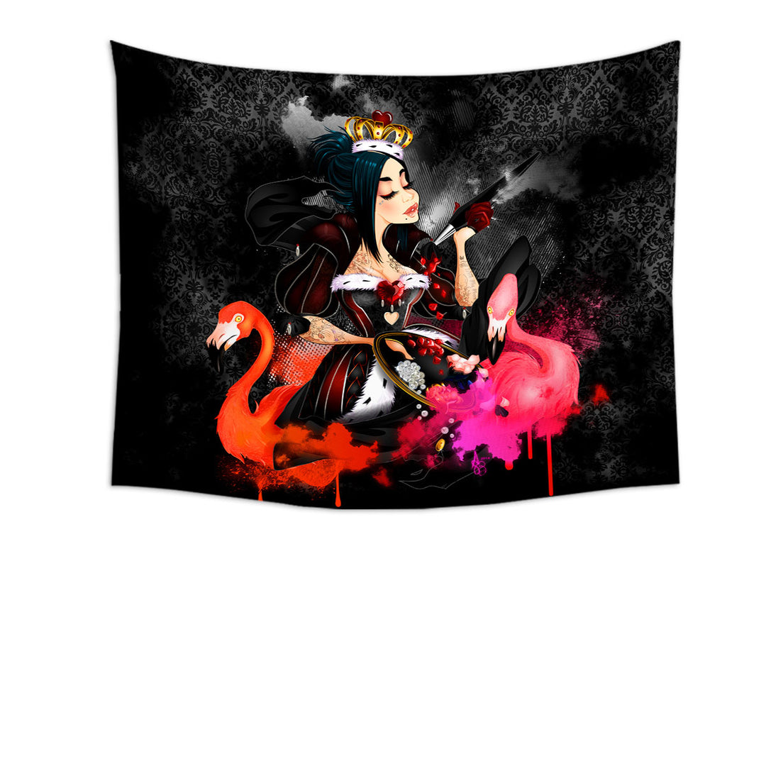 Cool Womens Wall Decor Tapestries Queen of Arts and Flamingos