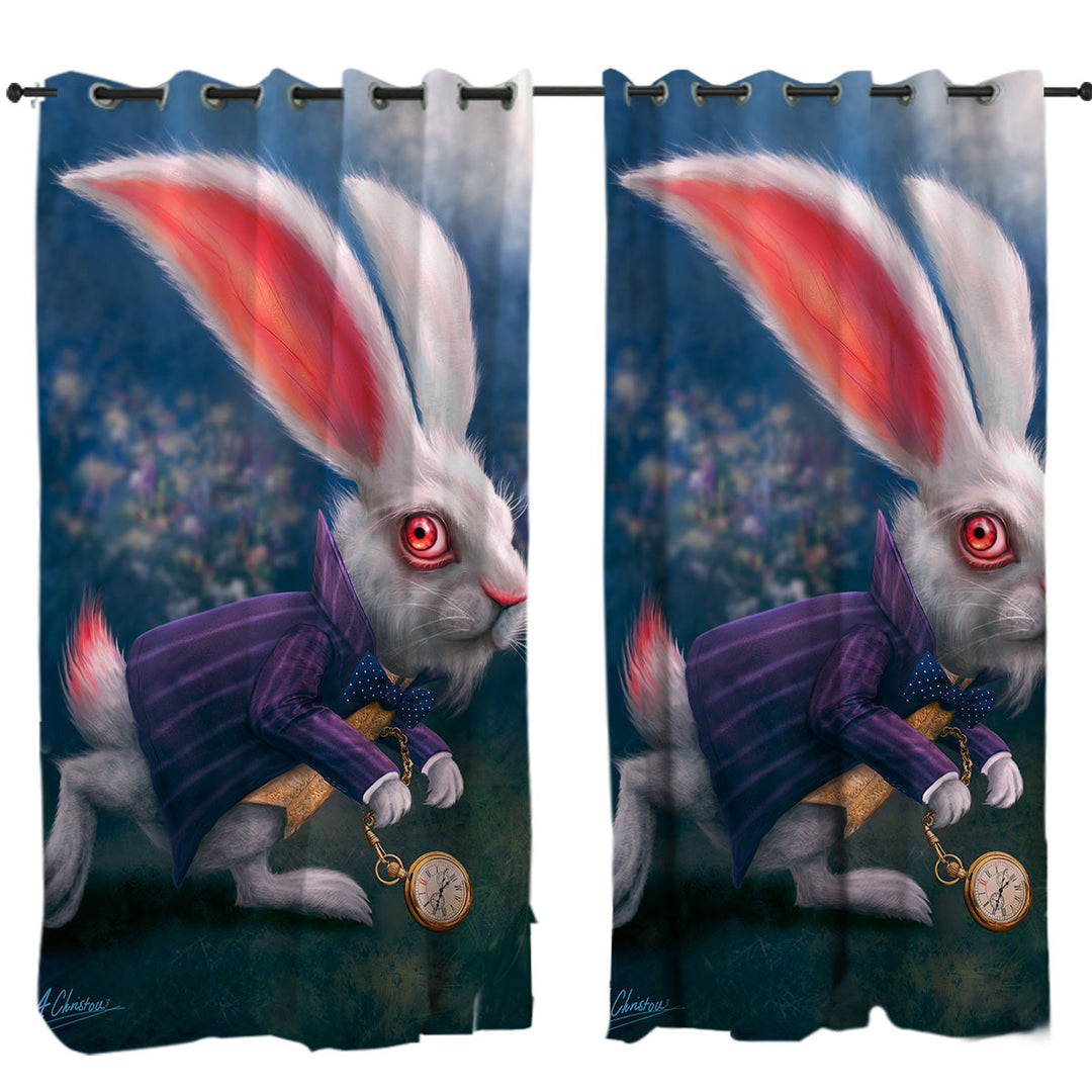 Cool Wonderland Art Rabbit Drapes and Curtains