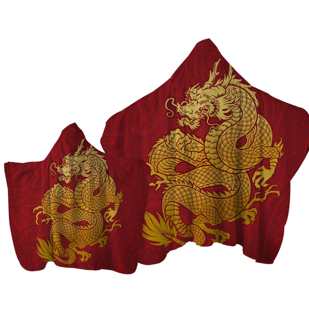 Cool Yellow Chinese Dragon Towel Hoodie