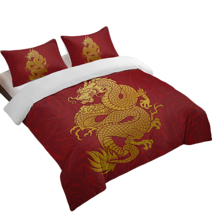 Cool Yellow Chinese Dragon Twin Duvet Covers