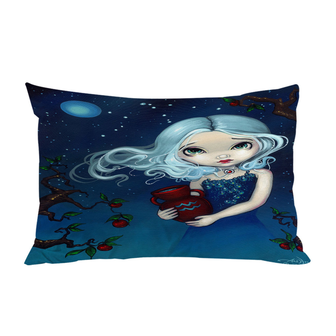 Cool Zodiac Art Aquarius Night Girl Pillow Cases