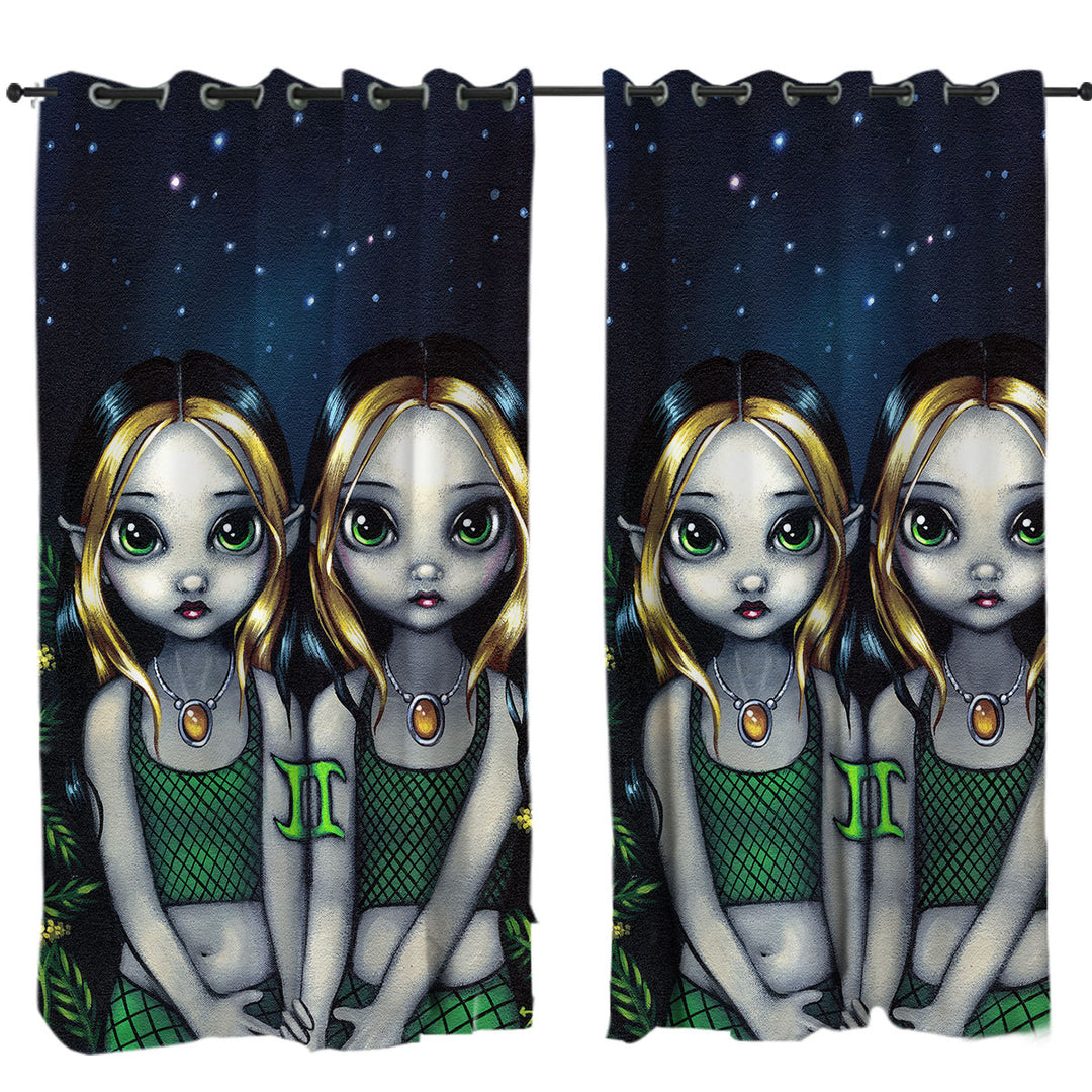 Cool Zodiac Art Gemini Night Elf Girls Curtain