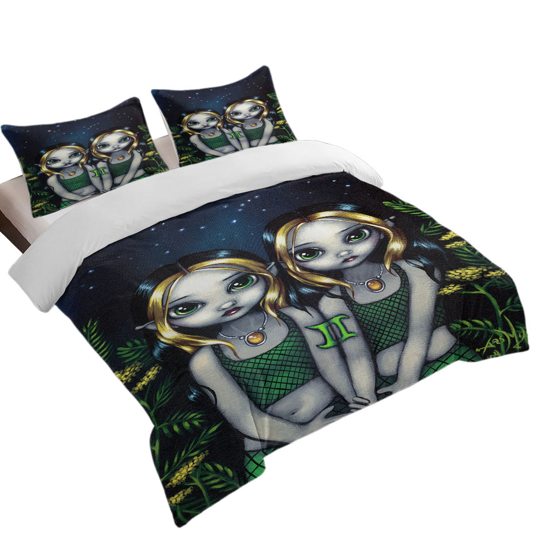 Cool Zodiac Art Gemini Night Elf Girls Duvet Cover