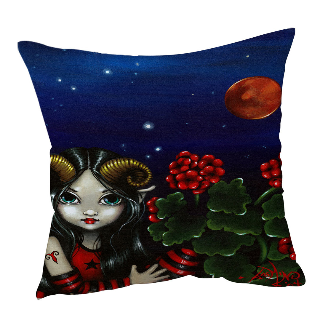 Cool Zodiac Cushion Covers Art Aries Night Girl