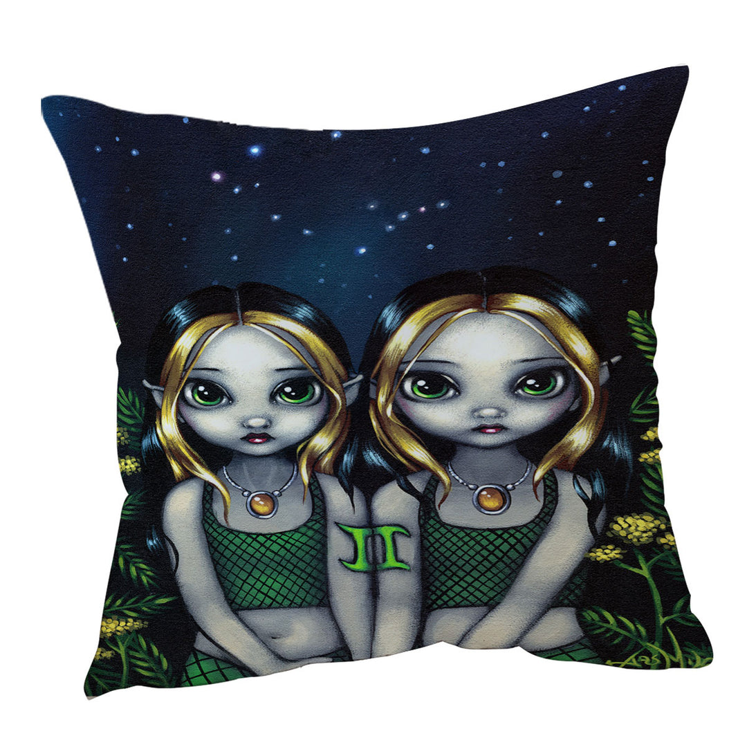 Cool Zodiac Cushions Art Gemini Night Elf Girls