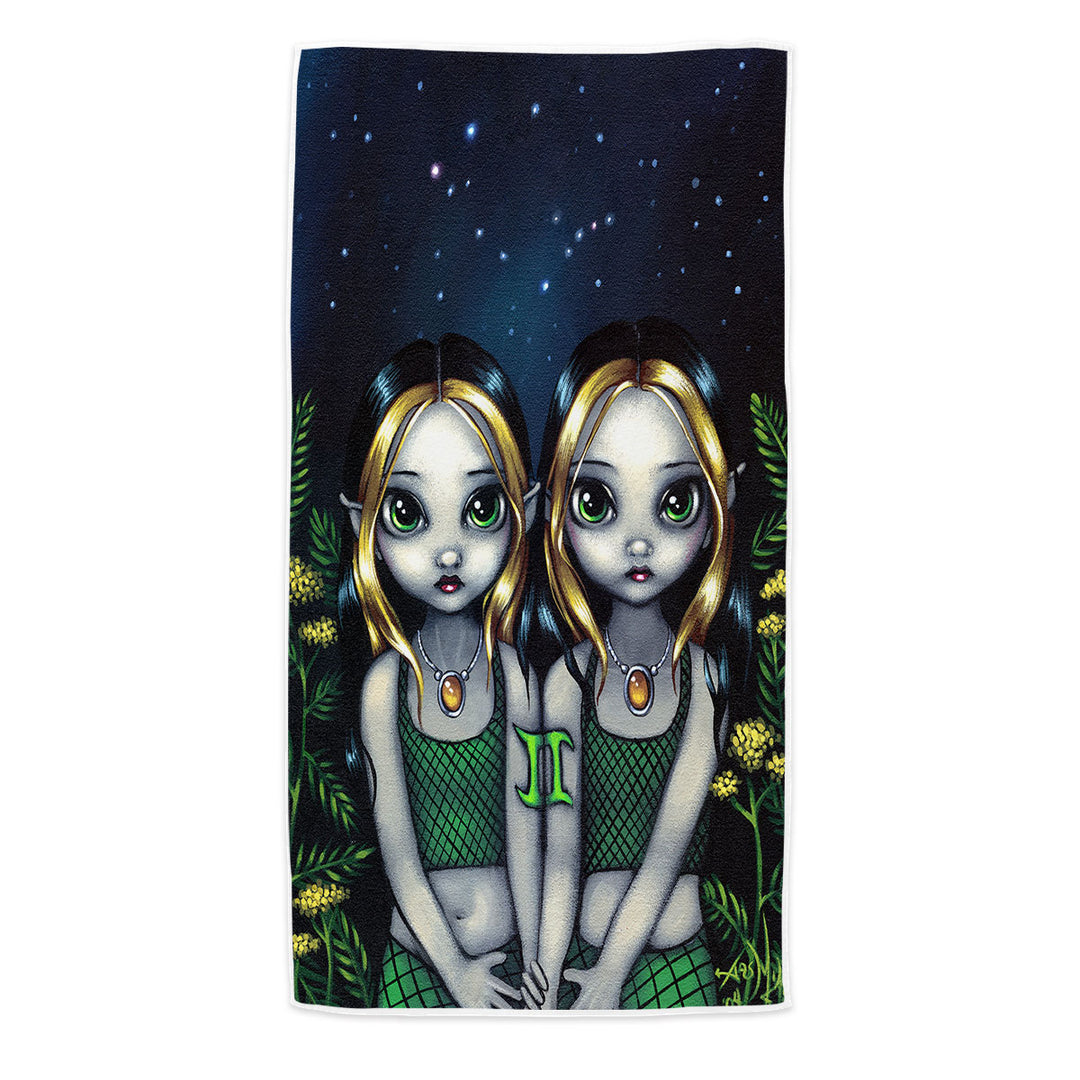 Cool Zodiac Pool Towels Art Gemini Night Elf Girls