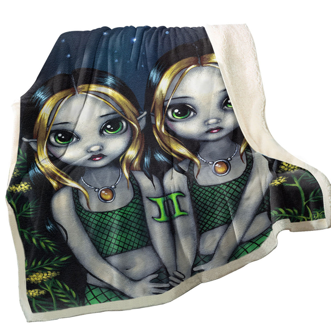 Cool Zodiac Sofa Blankets Art Gemini Night Elf Girls