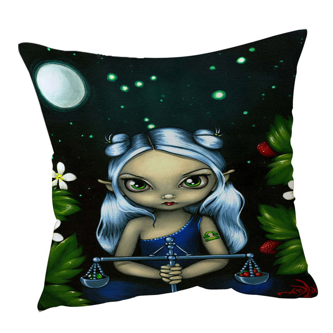 Cool Zodiac Sofa Pillows Art Libra Moon Night Elf Girl