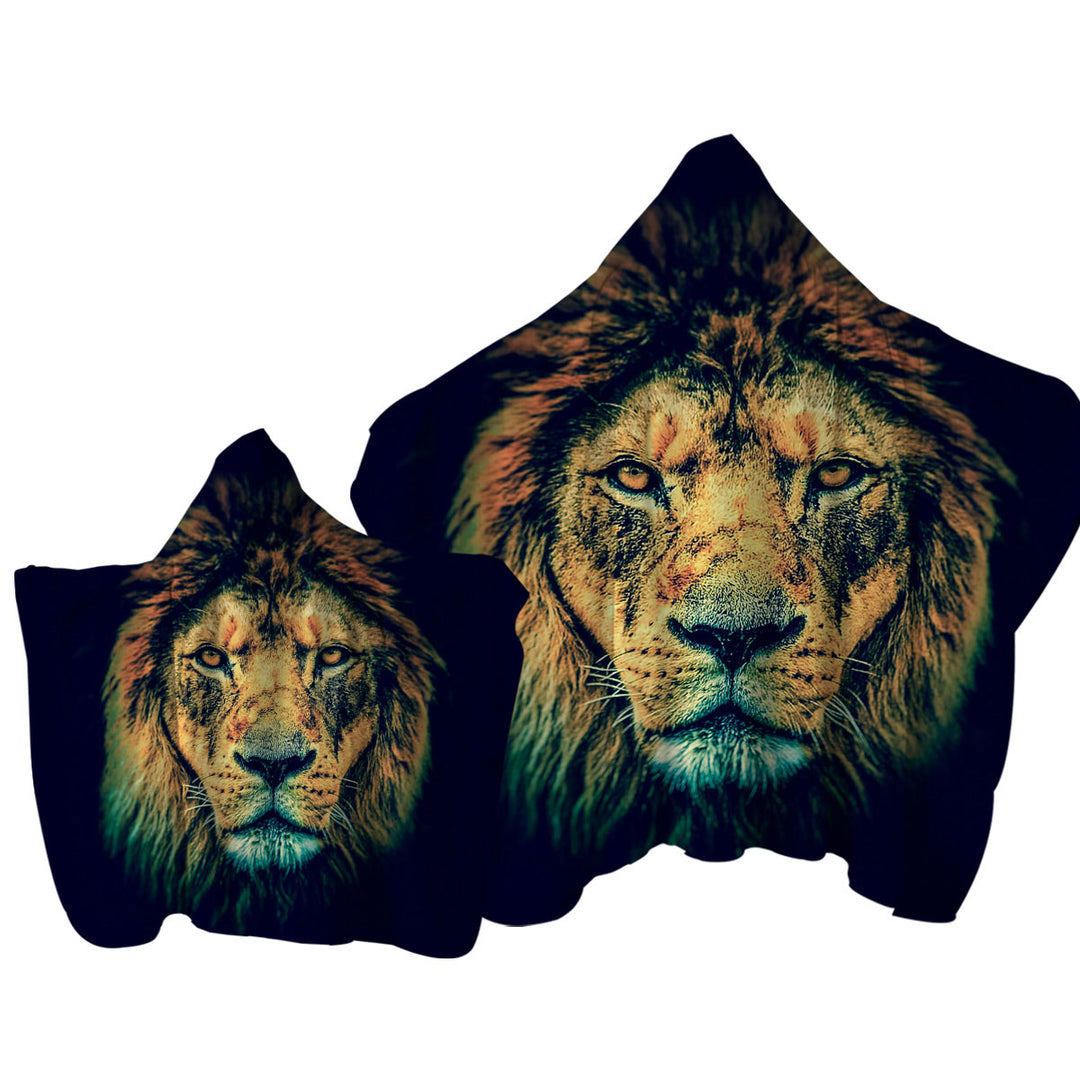 Cool and Fascinating Lion Portrait Towel Hoodie