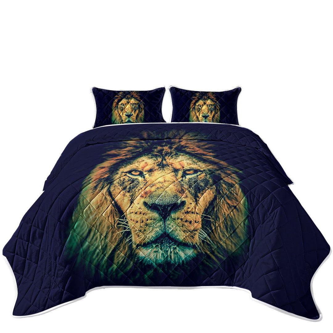 Cool and Fascinating Lion Portrait Twin Quilt