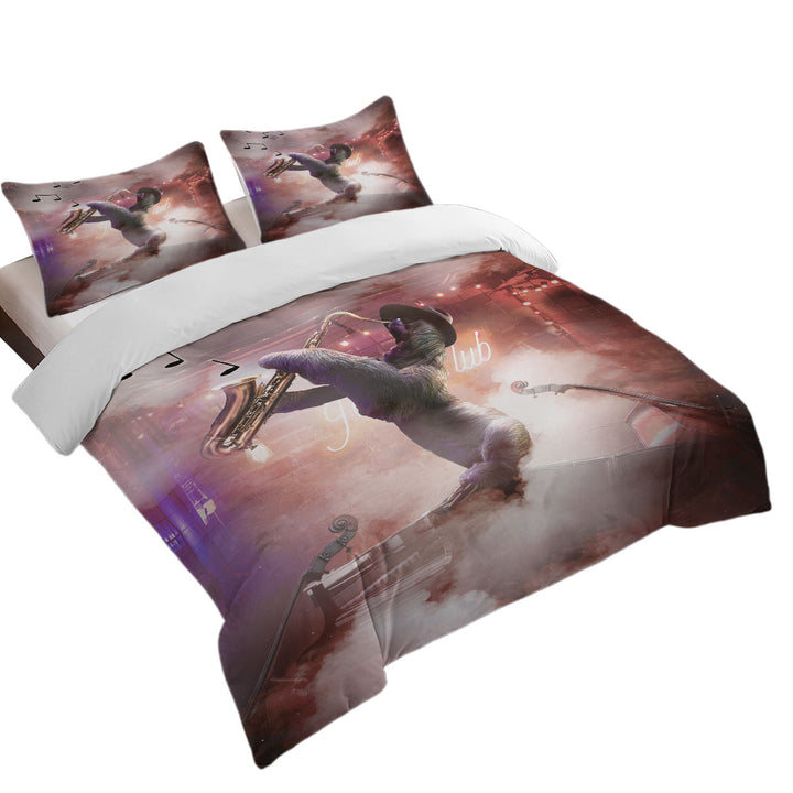 Cool and Funny Playing Saxophone Sloth Bed Covers