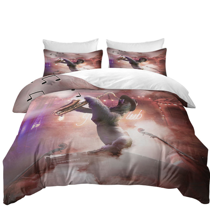 Cool and Funny Playing Saxophone Sloth Best Duvet Covers