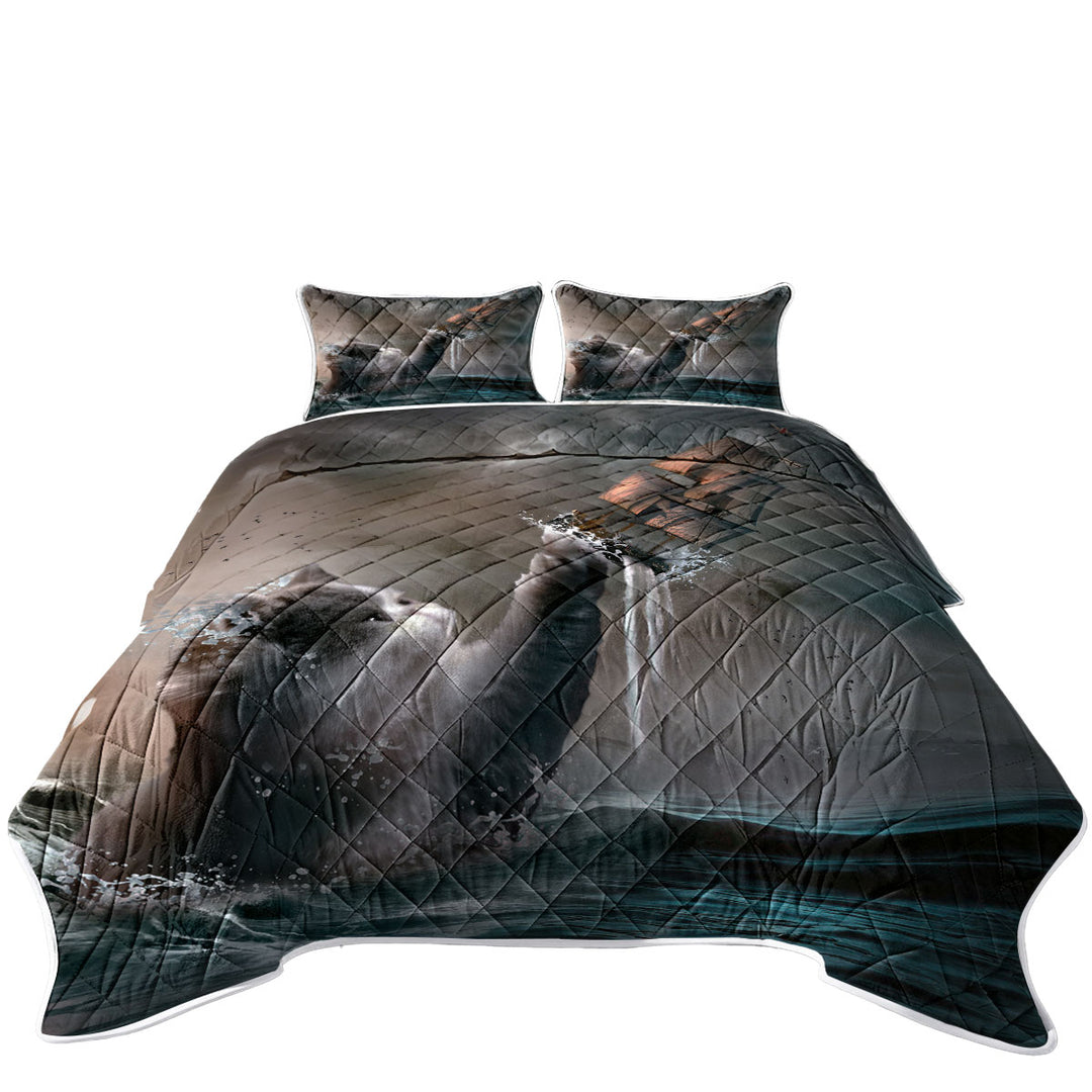 Cool and Hilarious Funny the Kraken Cat King Size Quilt Sets