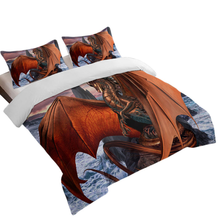 Coppervein Fantasy Creature Ocean Rocks Dragon Duvet Covers