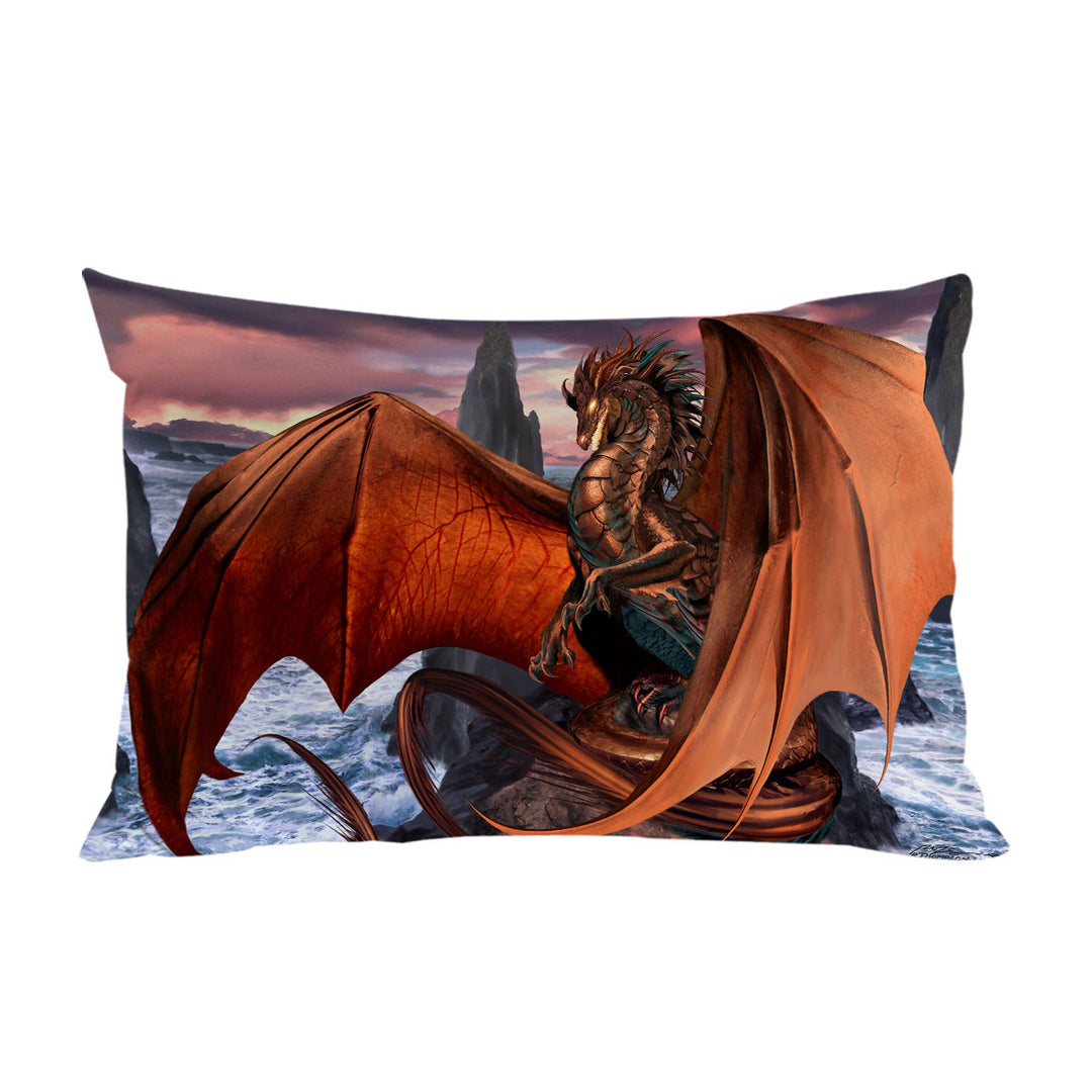 Coppervein Fantasy Creature Ocean Rocks Dragon Pillow Cases