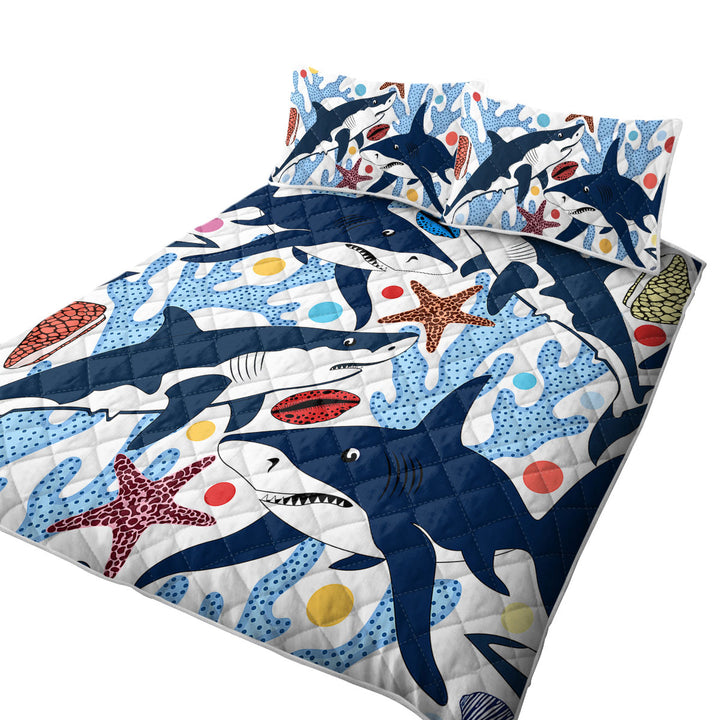 Coral and Sharks King Quilt