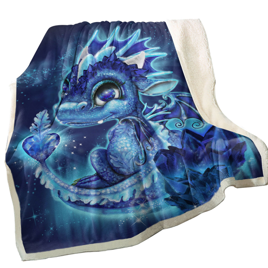 Couch Throws for Gift September Sapphire Birthstone Lil Dragon