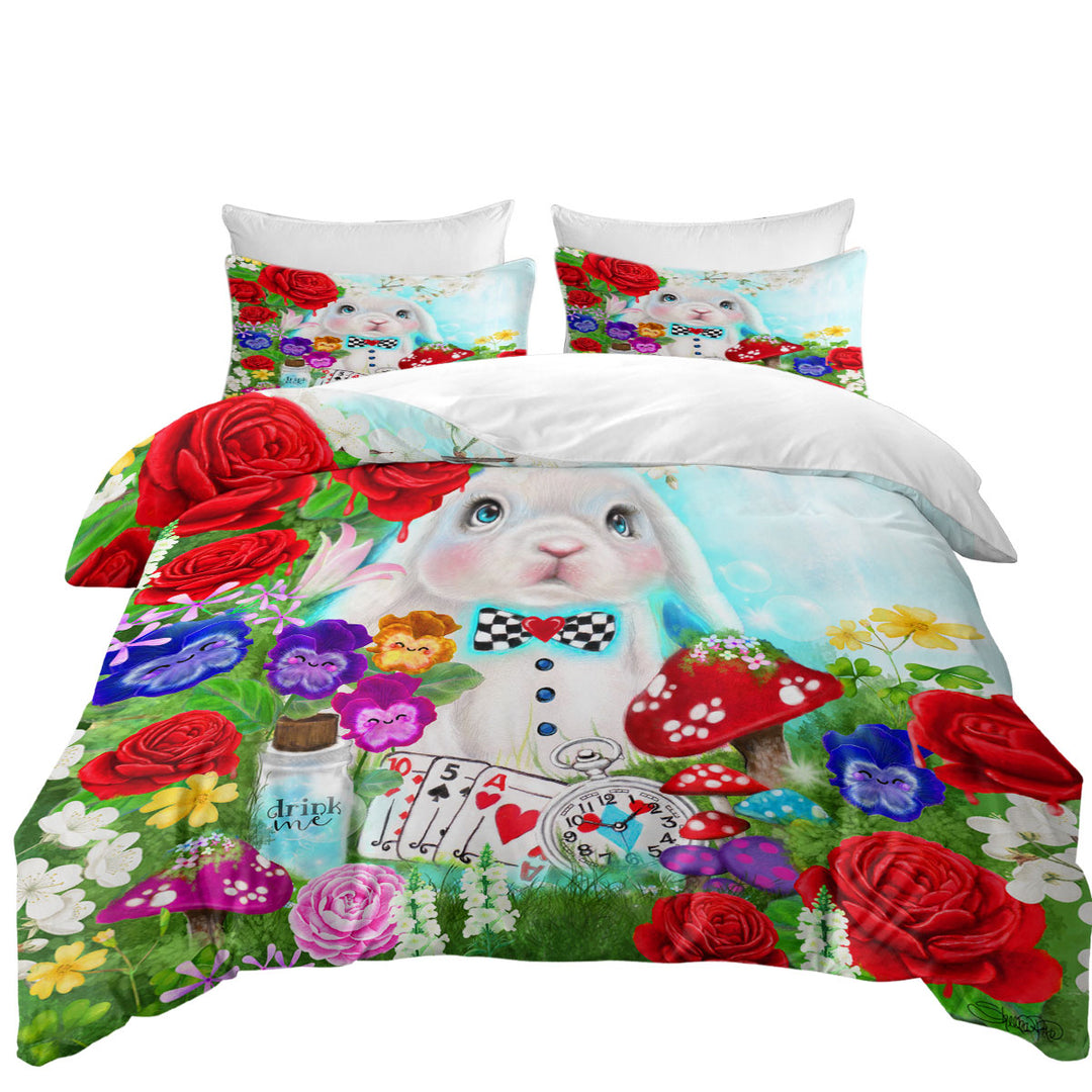 Coverlet with Adorable Kids Painting the White Rabbit