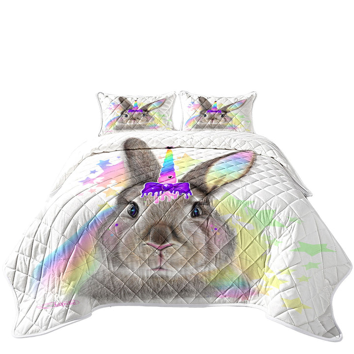 Coverlet with Bunnicorn Cute Children Design Bunny