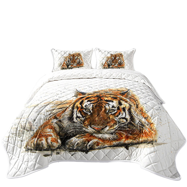 Coverlet with Cool Art Painting Tiger