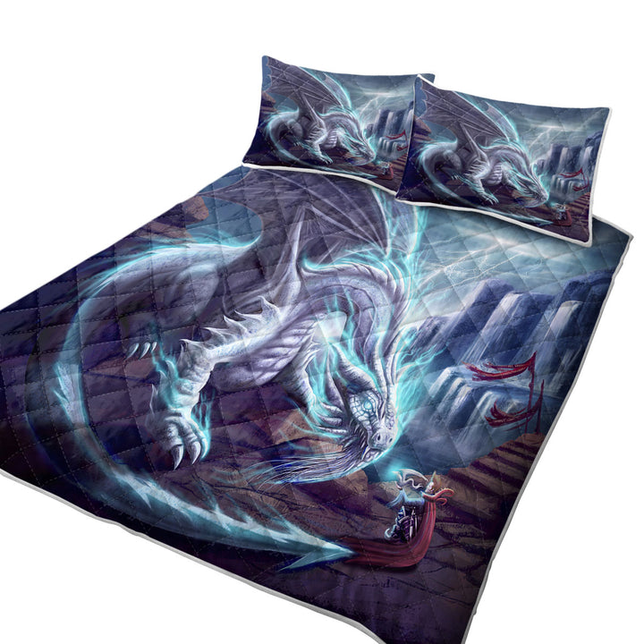 Coverlet with Cool Art White Lighting Dragon