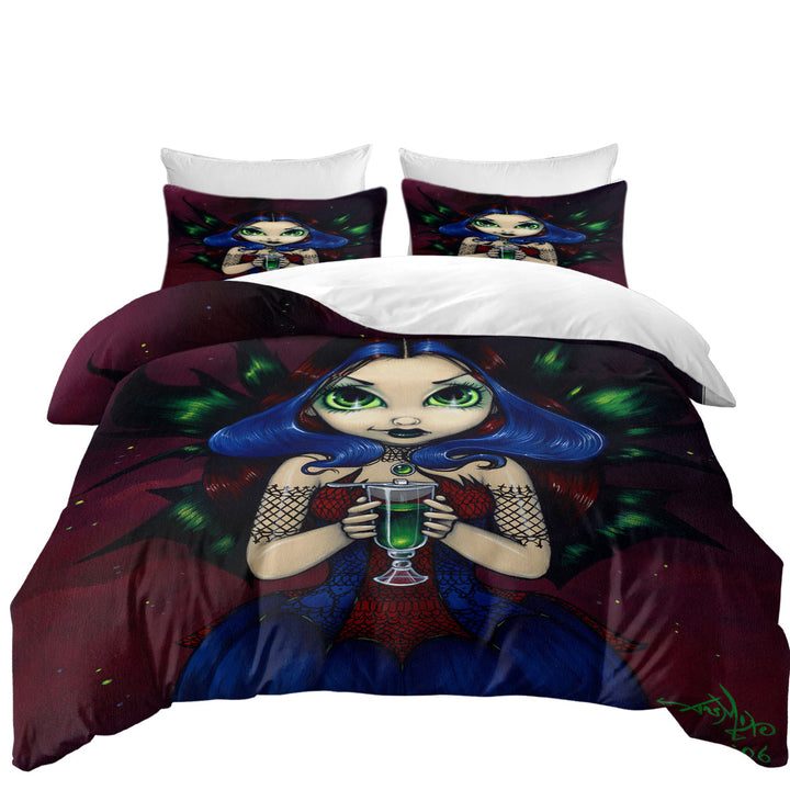 Coverlet with Cool Blue Haired Fairy Eyes of Absinthe