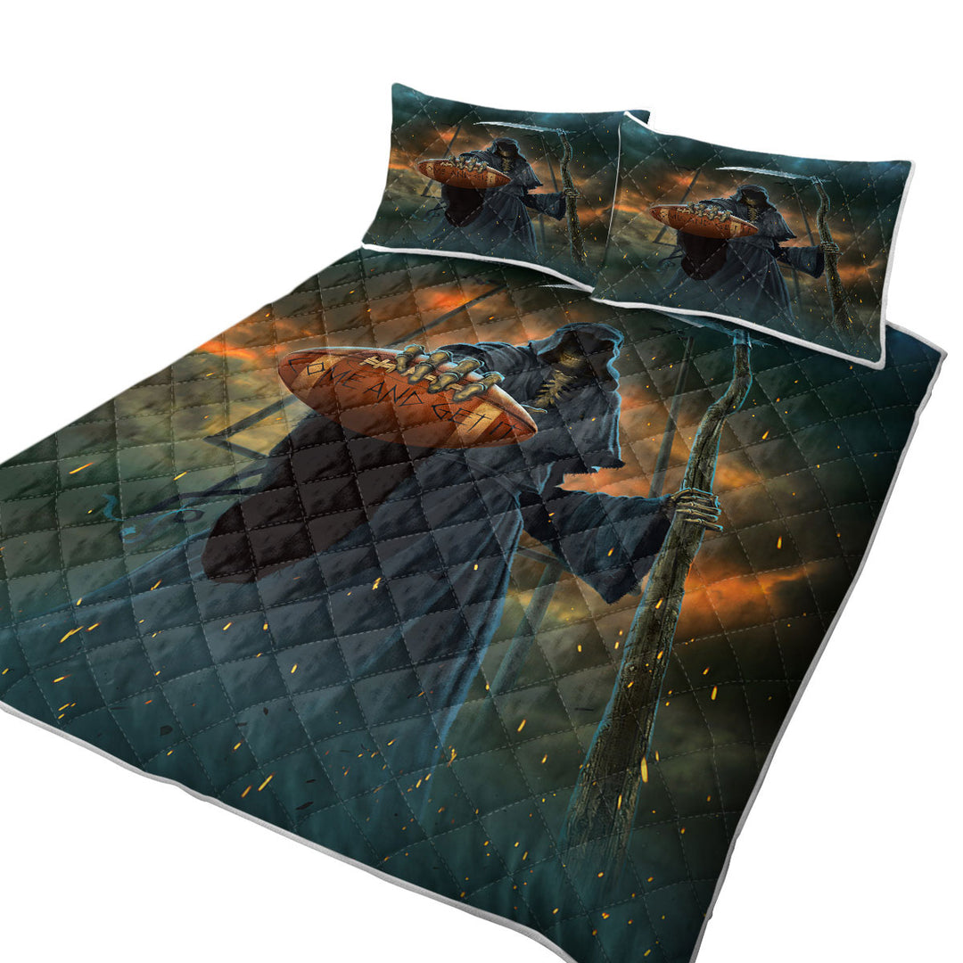 Coverlet with Cool Dark Art Football Coach vs Angel of Death