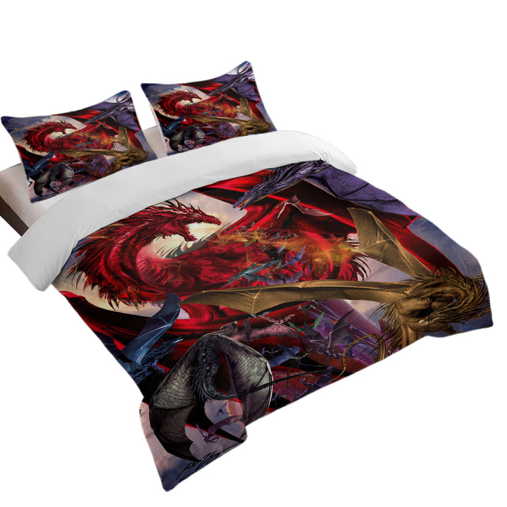 Coverlet with Cool Fantasy Scene Dragon Battle