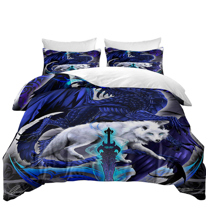 Coverlet with Cool Fantasy Weapon Wolf Dragon Alpha Blade