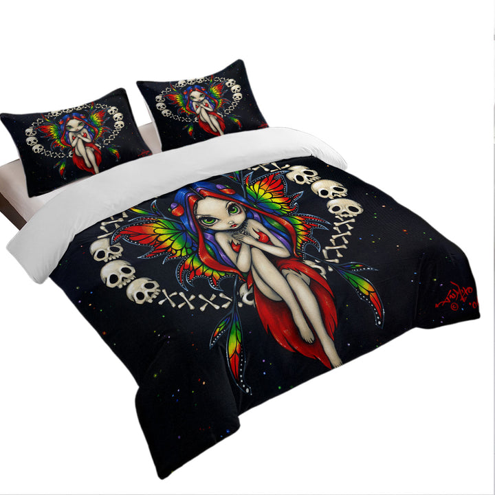 Coverlet with Cool Girls Painting Rainbow of Bones Fairy