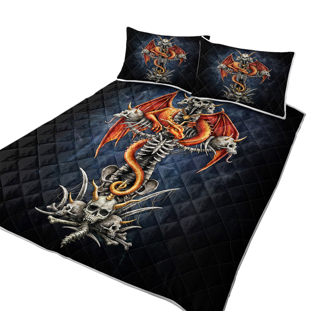 Coverlet with Cool Scary Fantasy Skulls Dragons Cross