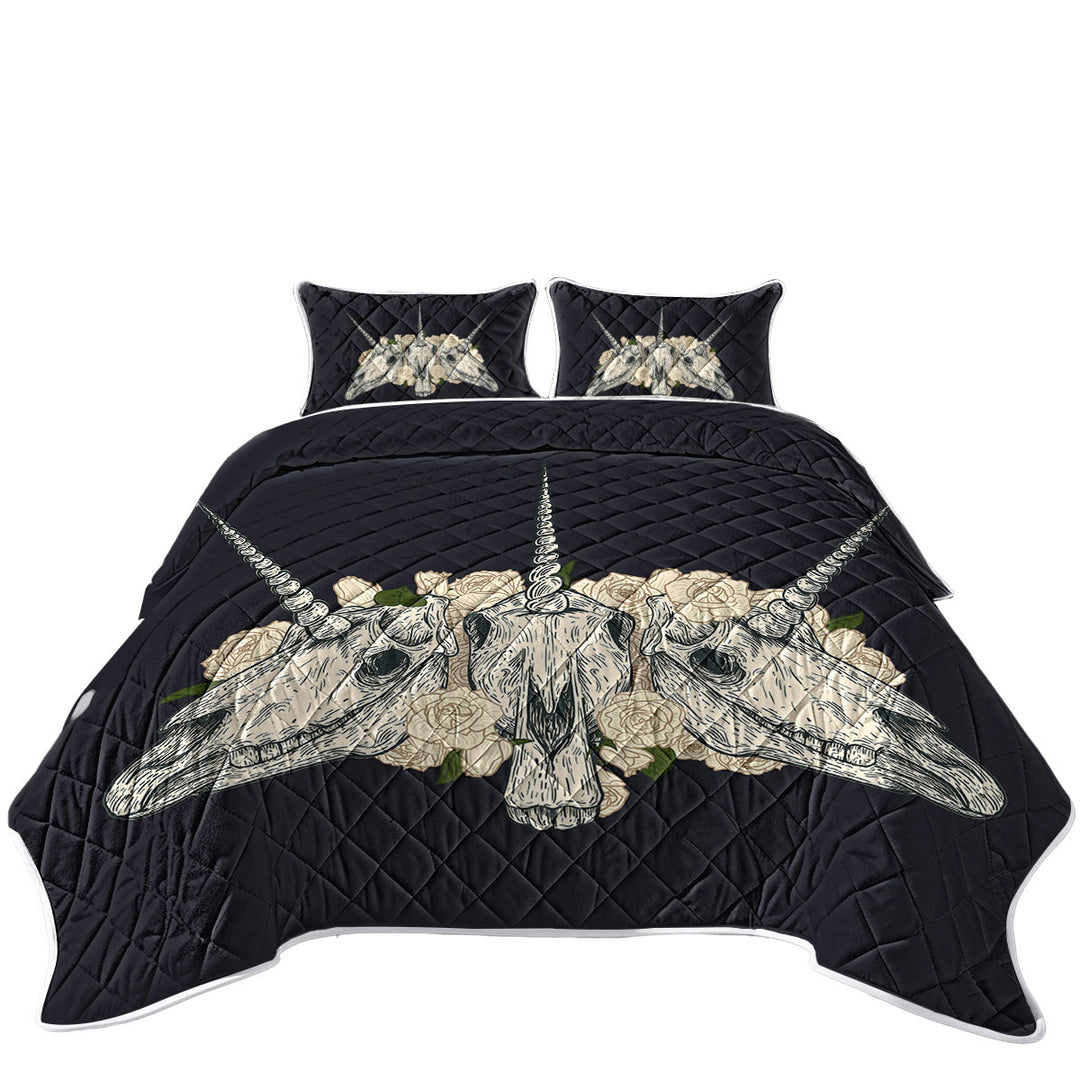 Coverlet with Cool and Scary Unicorn Skulls