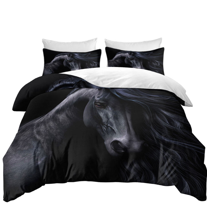 Coverlet with Elegant Horse Art the Black