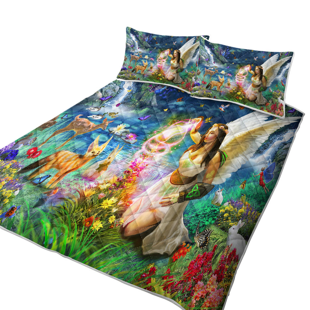 Coverlet with Fairy Tale Forest with a Beautiful Fairy Goddess