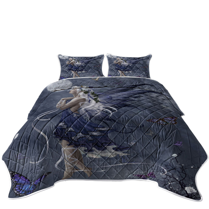 Coverlet with Fantasy Art Blue Nocturne Fairy