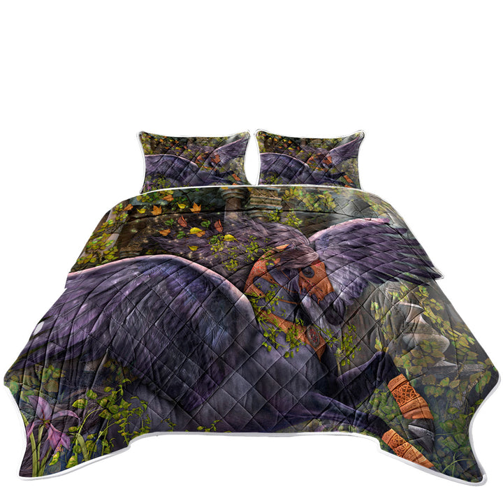 Coverlet with Fantasy Art Vine Flying Horse