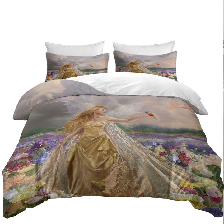 Coverlet with Flower Field and the Beautiful Blonde Fairy