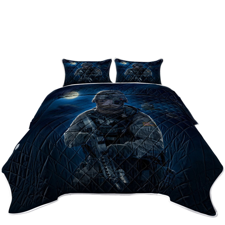 Coverlet with Funny Cool Animal Artwork the US Navy Seal