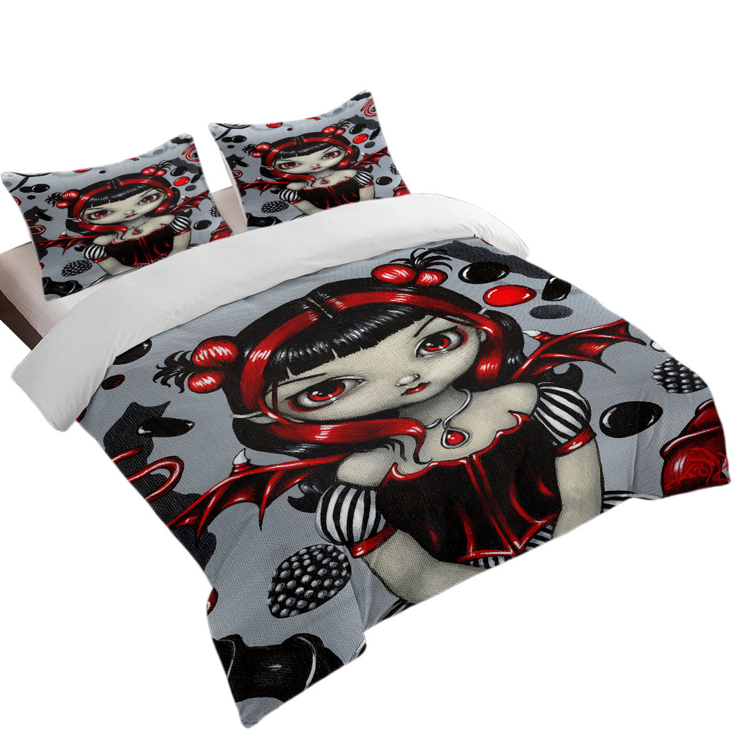 Coverlet with Goth Red and Black Licorice Fairy