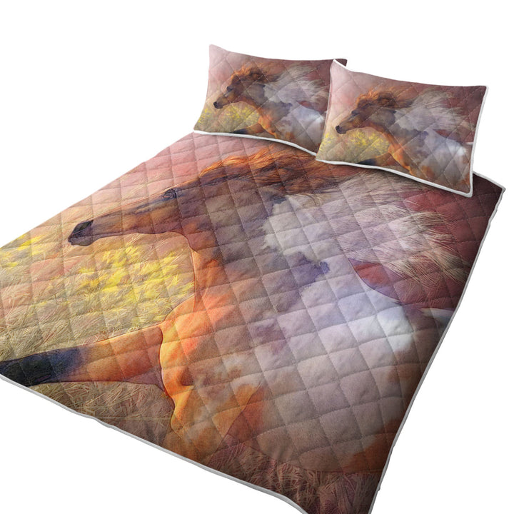 Coverlet with Horses Art Twilight Run Wild Horse